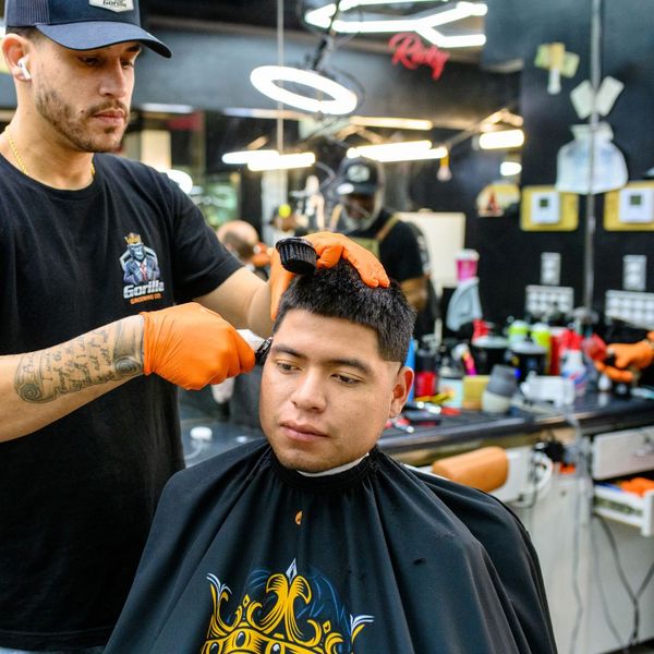 Man getting a low fade